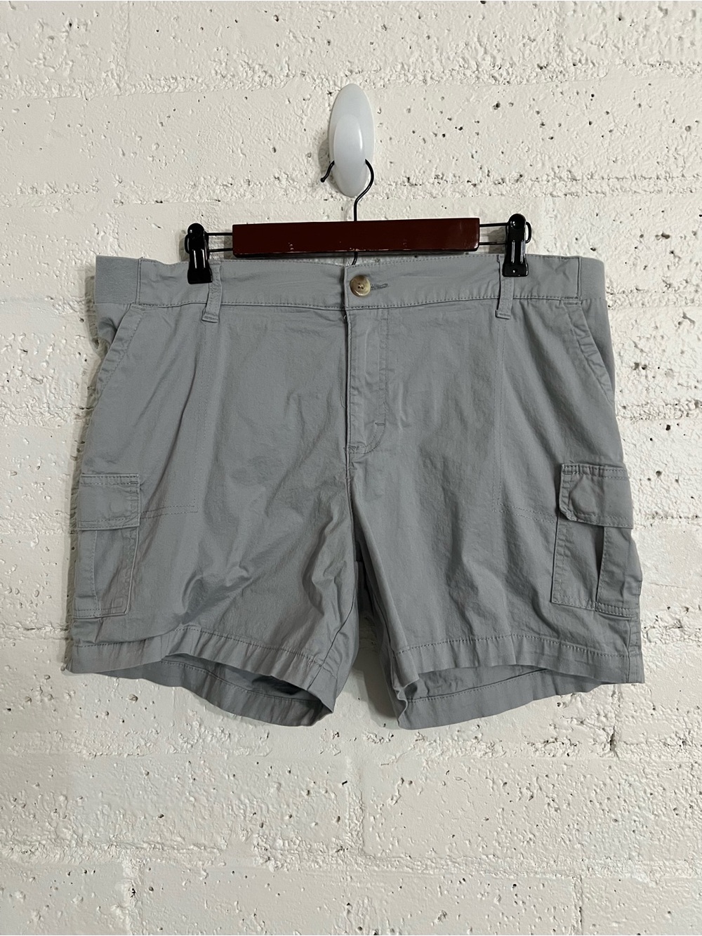 Lee Womens Cargo Shorts 16 M Gray Regular Fit Mid Rise Cotton Blend I5